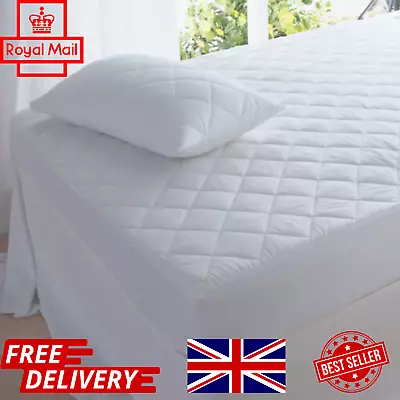£3.49 • Buy Extra Deep Quilted Mattress Bed Protector Topper Fitted Cover Double King Size