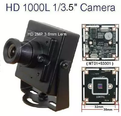 GC-1211 HD1000L CMOS 1/3.5  HD 2MP 3.6mm Mini-box Pinhole Spy CCTV BNC Camera • $11.97