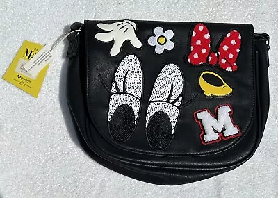 Loungefly - Disney Minnie Mouse Patches Black Crossbody Bag Tote Satchel BNWT • £49.99