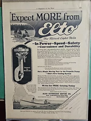 2 -1925 Ole Evinrude Elto Outboard Motor Co Milwaukee WI Boat Motor All Yours Ad • $1