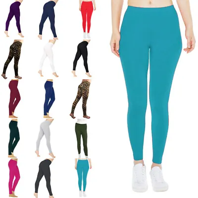 $16.58 • Buy Womens Cotton Soft Yoga Pants Plain Gym Leggings Fitness Sports Running Trousers