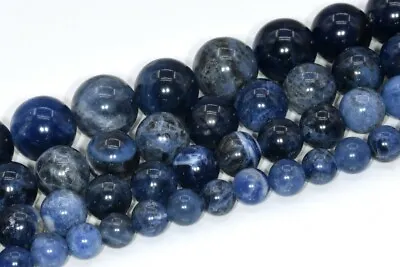 Natural Sodalite Beads Grade AAA Round Loose Beads 3/4-5/6/8/9-10/12/15-16MM • $3.79