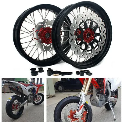 For Honda 17 Supermoto Wheels Rims Hubs Rotor CRF250R CRF450R 04-12 CRF250X/450X • $660