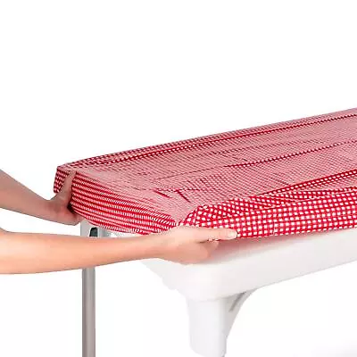 TopTableCloth Table Cover Red & White Checkered Tablecloths Elastic Corner Fitte • $20.06