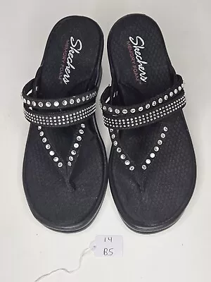 NEW Skechers Rumblers BeJeweled Slide Thong Sandals Black Memory Foam Sz 7.5 • $19.99