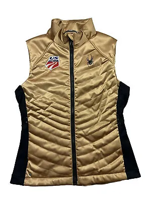 Read! Spyder Women's Shiny Gold Vest US Ski Team Primaloft Small • $59.95