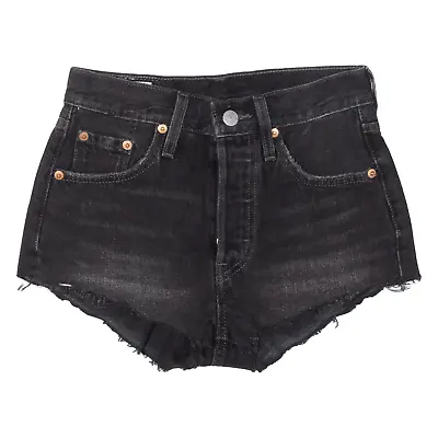 LEVI'S 501 Premium Big E Cutoff Womens Denim Shorts Black XXS W23 • £12.99