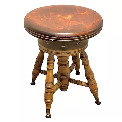 Antique Charles Parker Co Piano Stool Adjustable Swivel Self Leveling Feet READ • $149.99