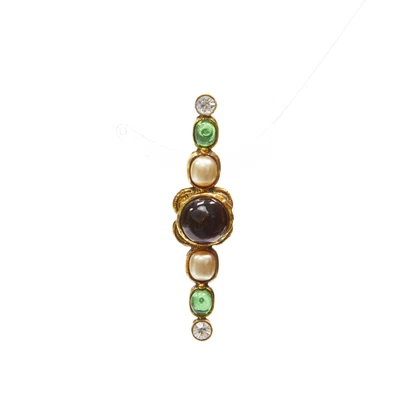 $599.99 • Buy CHANEL Vintage 1985 Gold Gripoix Pearl Crystal Jewel Pin Brooch