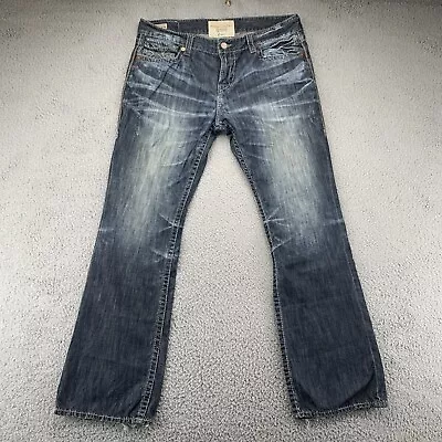 Big Star Orion Slim Boot Cut Jeans Size 36 Long Distressed Medium Whiskered Wash • $28.88