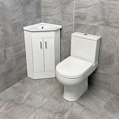 £164.99 • Buy Hydros Corner Vanity 2 Door Basin Sink Unit + Toilet Cloakroom Ensuite