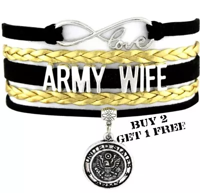 Army Wife Military RAF Royal Army Unisex Leather Bracelet Jewellery B2G1F • £2.49