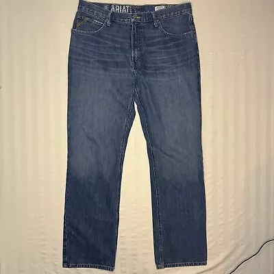 Ariat Jeans Men's 36x34 M4 Low Rise Boot Cut Blue Denim Cowboy Western Workwear • $34.95