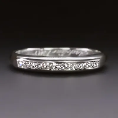 1947 Vintage Diamond Platinum Wedding Band Stacking Ring Classic Channel Setting • $449