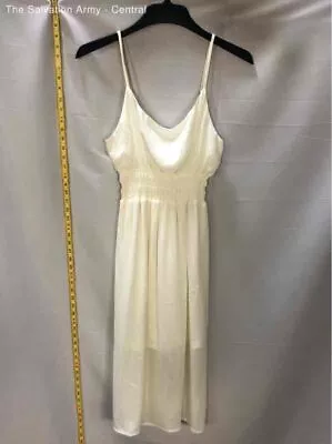 Mimi Chica Womens Cream Adjustable Spaghetti Strap Fit & Flare Dress Size Large • $5.99