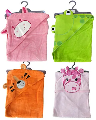 Baby Girls Boys Animal Hooded Bath Towels Cotton Frog Unicorn Cow Tiger Sheep • £8.95