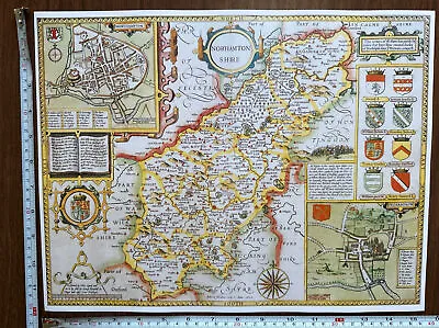 £12 • Buy Old Antique Tudor Poster Map Northamptonshire: Speed 1600's 15.5  X 12  Reprint