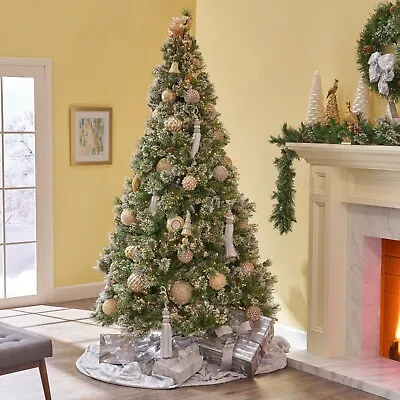 9-ft Mixed Spruce Hinged Artificial Christmas Tree With Snow And Glitter • $138.88