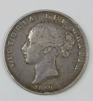 BARGAIN 1849 Great Britain Queen Victoria Silver Half Crown Coin VERY FINE • $95