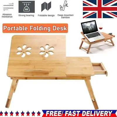 Large Wooden Over Bed Folding Laptop Dining TV Lap Breakfast Serving Table Tray • £17.19
