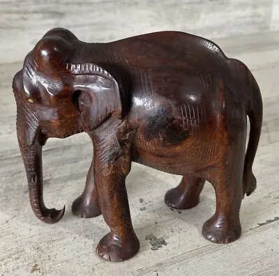 Vintage Hand Carved Elephant Wooden Sculpture Figurine Statue (no Tusks) 6 Inch • $24.99