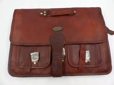 Gvb New World 16  Vintage Leather Messenger Bag In Mahogany Brown • $84.99