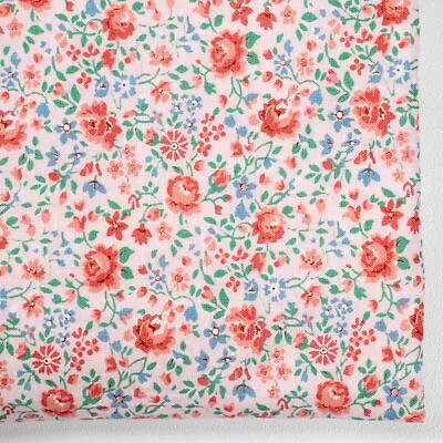 Vintage Cotton Quilting Fabric Pink Roses Calico Floral Flowers BTHY Half Yard • $5.38