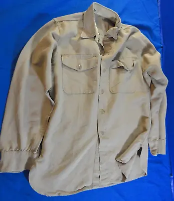 1958 Vietnam War Usmc Marine Corps Tan Khaki Long Sleeve Uniform Shirt 15x33 • $43.19
