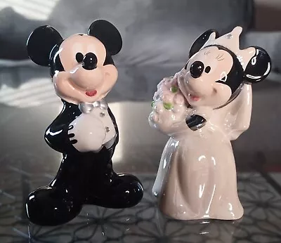 MICKEY MOUSE & MINNIE WEDDING Salt And Pepper SHAKERS Cake Topper DISNEY  No Box • $18