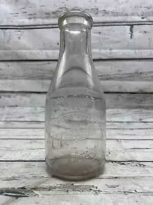 VTG C A Ruth Dairy Bethlehem PA Embossed Clear Glass Pyro Quart Milk Bottle • $20