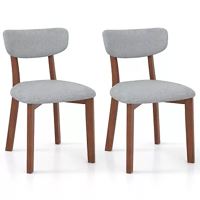 Costway 2 Pcs Dining Chairs Set Upholstered Mid-Back Chairs Armless Side Chairs • £89.95