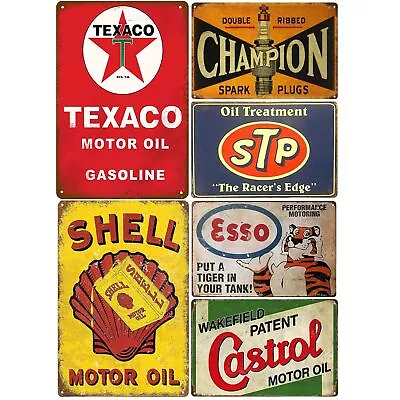Metal Signs For Garage Man Cave Decor 6 Pack-Garage Signs For MenVintage Gas Ti • $40.19