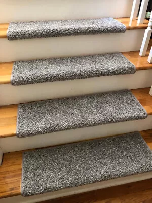 Box Of 5 Padded Carpet Stair Treads 31  Wide | Concrete | Gray Yarn W/Grey Fleck • $80