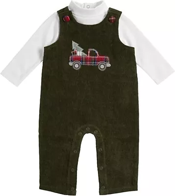 New Mud Pie Baby-boys Truck Longall & Shirt 9-12 Months Holiday Fall Gift 2 Pcs • $35