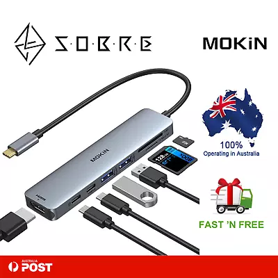 MOKiN USB C Hub HDMI Adapter For MacBook Pro/Air 7 In 1 USB C Dongle Card Reader • $43.95