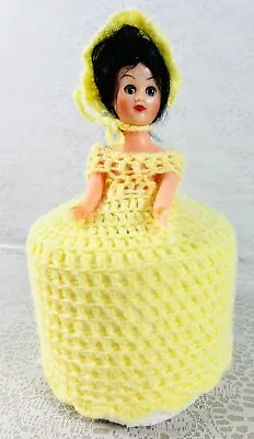 £14.72 • Buy Vintage Handmade Crocheted Toilet Paper Roll Cover Doll Yellow Lady