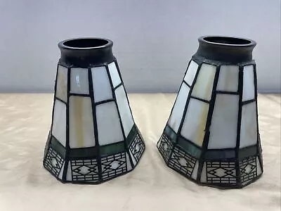 Set Of 2 Stained Glass Lamp Shade Ceiling Fan Pendant Tiffany Style Mission • $60