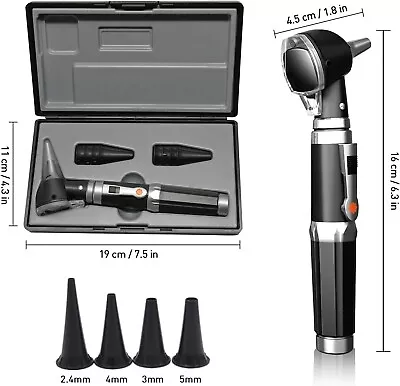 Scian Otoscope Ear Scope With Light Fiber Optic Otoscopes With Hard Case • £17