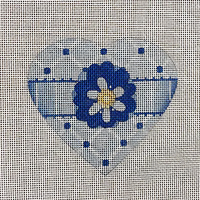 Melissa Shirley Blue Flower Heart Needlepoint Canvas - 2076B • $42