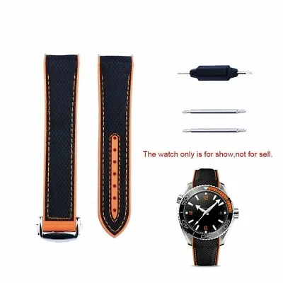 20 21 22mm Rubber WatchBand Strap Silver Clasp For Omega Seamaster Planet Ocean • $45.74