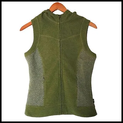 Prana Women's Maura Vest Green Wool Blend S Small Zipper Pockets Herringbone  • $43.15