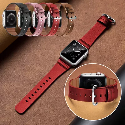 $1.99 • Buy 42/44mm Genuine Leather Apple Watch Band Strap IWatch Series SE 6 5 4 3 2 1 40mm