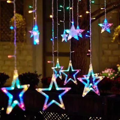 £9.89 • Buy LED Star Fairy String Lights Curtain Window Christmas Party Wedding Xmas Decor