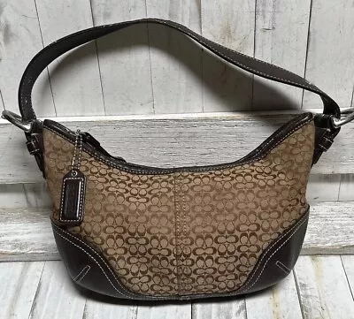 Coach Vintage Y2K 6351 Signature Jacquard Khaki Handbag Hobo Shoulder Bag Purse • $0.99