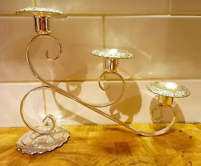 Beautiful Silver Metal 3 Tier Candelabra Centerpiece. Weddings. Home.Stunning • £8