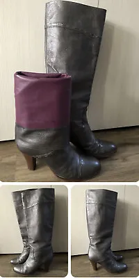 VTG Marc Jacobs Tall Slouch Boots Metallic Genuine Leather Boots ITALY 36.5 US 6 • $65.90