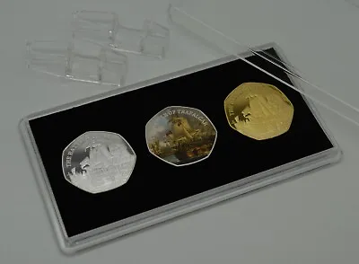 3 HORATIO NELSON/TRAFALGAR Silver And 24ct Gold Commemoratives In Display Case • £17.99