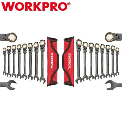 WORKPRO 8-pieces/16-piece Metric/SAE Flex-Head Ratcheting Combination Wrench Set • $77.99