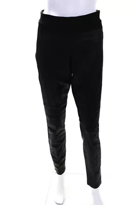 Vince Womens Black Leather High Rise Slim Straight Leg Pants Size S • $52.45