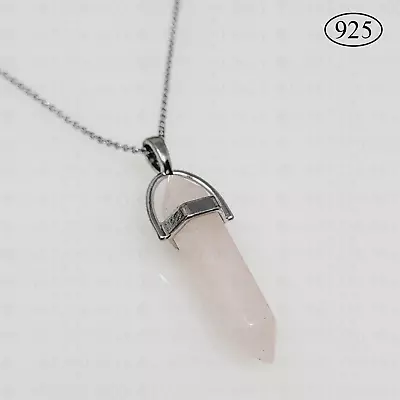 Natural Quartz Chakra Crystal Healing Pendant 925 Sterling Silver Necklace Chain • £4.99